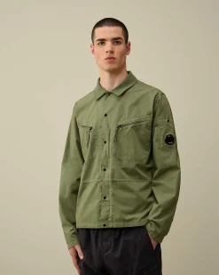 C.P. Company Gabardine Buttoned Shirt Agave Green Flash Sale