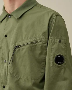 C.P. Company Gabardine Buttoned Shirt Agave Green Flash Sale