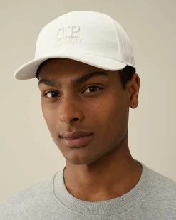C.P. Company Gabardine Logo Cap Gauze White Best Sale