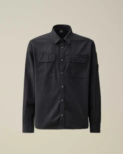 C.P. Company Gabardine Pockets Shirt Total Eclipse-Blue Flash Sale