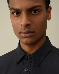C.P. Company Gabardine Pockets Shirt Total Eclipse-Blue Flash Sale