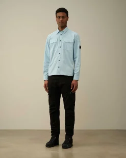 C.P. Company Gabardine Pockets Shirt Starlight Blue Flash Sale