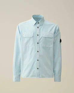 C.P. Company Gabardine Pockets Shirt Starlight Blue Flash Sale
