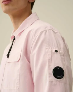 C.P. Company Gabardine Zipped Shirt Heavenly Pink Discount