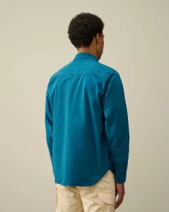 C.P. Company Gabardine Zipped Shirt Ink Blue Fashion