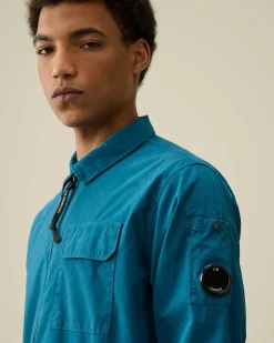 C.P. Company Gabardine Zipped Shirt Ink Blue Fashion