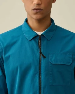 C.P. Company Gabardine Zipped Shirt Ink Blue Fashion