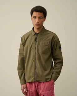C.P. Company Gabardine Zipped Shirt Ivy Green Store