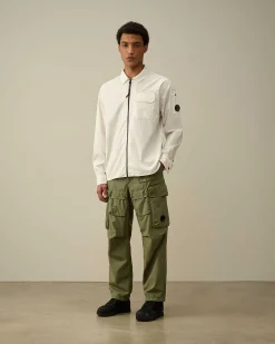 C.P. Company Gabardine Zipped Shirt Gauze White Flash Sale