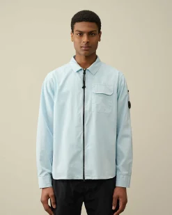 C.P. Company Gabardine Zipped Shirt Starlight Blue Cheap