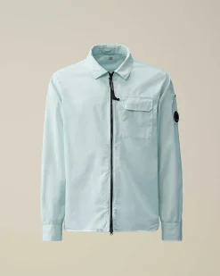 C.P. Company Gabardine Zipped Shirt Starlight Blue Cheap