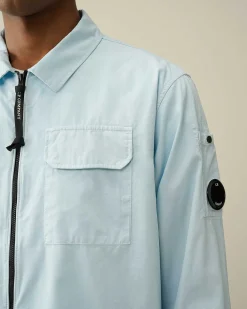 C.P. Company Gabardine Zipped Shirt Starlight Blue Cheap