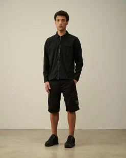 C.P. Company Gabardine Zipped Shirt Black Sale
