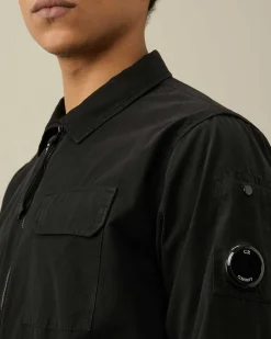 C.P. Company Gabardine Zipped Shirt Black Sale