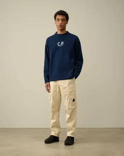 C.P. Company Indigo Fleece Sweatshirt Stone Bleach-Blue Online