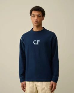 C.P. Company Indigo Fleece Sweatshirt Stone Bleach-Blue Online