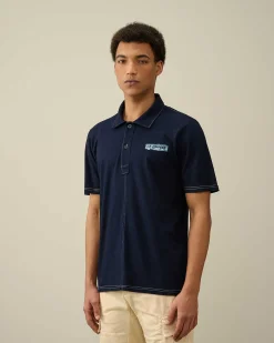 C.P. Company Indigo Jersey Polo Shirt Denim-Blue Cheap