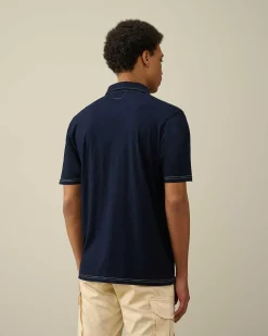 C.P. Company Indigo Jersey Polo Shirt Denim-Blue Cheap
