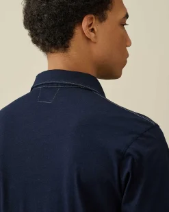 C.P. Company Indigo Jersey Polo Shirt Denim-Blue Cheap