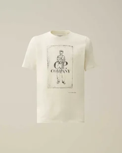 C.P. Company 24/1 Jersey Artisanal Card T-Shirt Gauze White Cheap