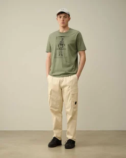 C.P. Company 24/1 Jersey Artisanal Card T-Shirt Agave Green Flash Sale