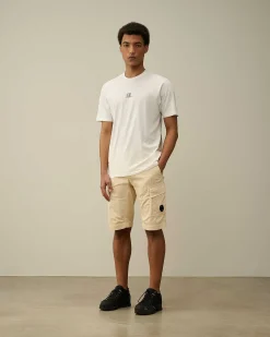 C.P. Company 24/1 Jersey Artisanal Three Cards T-Shirt Gauze White Flash Sale