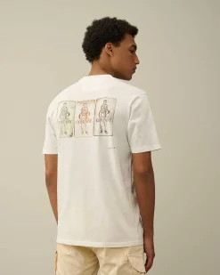 C.P. Company 24/1 Jersey Artisanal Three Cards T-Shirt Gauze White Flash Sale