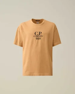 C.P. Company 20/1 Jersey Boxy Logo T-Shirt Pastry Shell-Orange Shop
