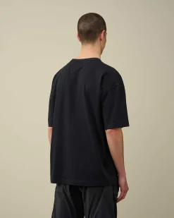 C.P. Company 20/1 Jersey Boxy Logo T-Shirt Total Eclipse-Blue Discount