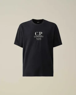C.P. Company 20/1 Jersey Boxy Logo T-Shirt Total Eclipse-Blue Discount