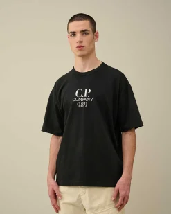 C.P. Company 20/1 Jersey Boxy Logo T-Shirt Black Online