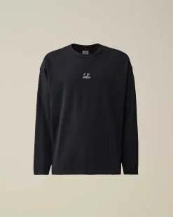 C.P. Company 20/1 Jersey Boxy Long Sleeved T-Shirt Total Eclipse-Blue Outlet
