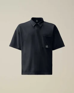 C.P. Company 20/1 Jersey Boxy Polo Shirt Total Eclipse-Blue Cheap