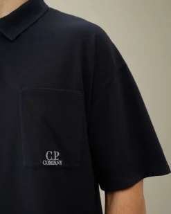 C.P. Company 20/1 Jersey Boxy Polo Shirt Total Eclipse-Blue Cheap