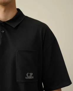 C.P. Company 20/1 Jersey Boxy Polo Shirt Black New