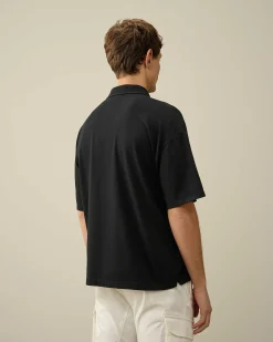 C.P. Company 20/1 Jersey Boxy Polo Shirt Black New