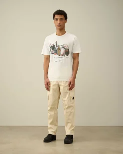 C.P. Company 24/1 Jersey Facili-Tees T-Shirt Gauze White Outlet
