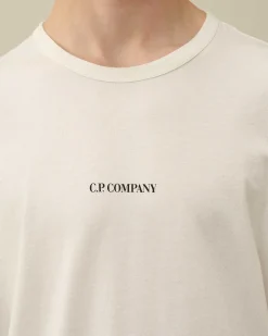 C.P. Company 24/1 Jersey Garment Dyed Logo T-Shirt Gauze White Flash Sale