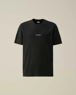 C.P. Company 24/1 Jersey Garment Dyed Logo T-Shirt Black Hot
