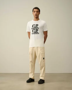 C.P. Company 30/1 Jersey Graphic T-Shirt Gauze White Cheap