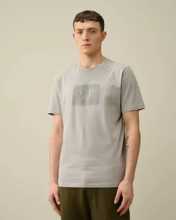 C.P. Company 30/1 Jersey Label Style Logo T-Shirt Drizzle Grey Flash Sale