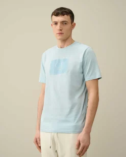 C.P. Company 30/1 Jersey Label Style Logo T-Shirt Starlight Blue Clearance