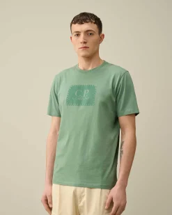 C.P. Company 30/1 Jersey Label Style Logo T-Shirt Green Bay Best Sale