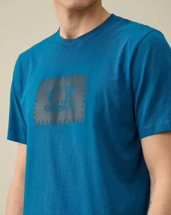C.P. Company 30/1 Jersey Label Style Logo T-Shirt Ink Blue Cheap
