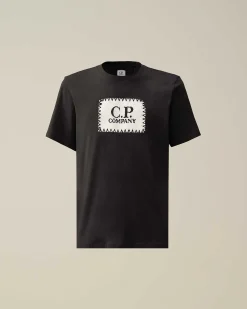 C.P. Company 30/1 Jersey Label Style Logo T-Shirt Black Fashion