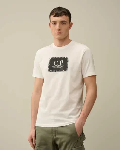 C.P. Company 30/1 Jersey Label Style Logo T-Shirt Gauze White Clearance
