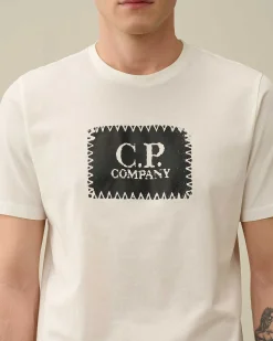 C.P. Company 30/1 Jersey Label Style Logo T-Shirt Gauze White Clearance