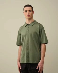 C.P. Company Jersey No Gravity Polo Shirt Agave Green Fashion