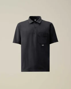 C.P. Company 1020 Jersey Pocket Polo Shirt Total Eclipse-Blue Best Sale