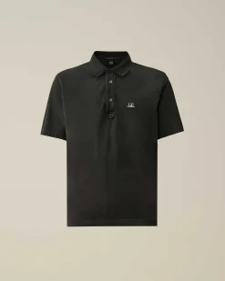 C.P. Company 1020 Jersey Polo Shirt Black Flash Sale